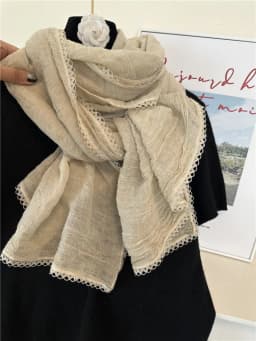 Lace Trim Ladies Scarf Versatile Fashionable Neck Warmer Silk Scarf Shawl Shoulder Wrap Decorative Accessory for Autumn Winter