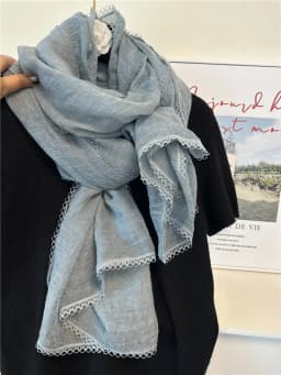 Lace Trim Ladies Scarf Versatile Fashionable Neck Warmer Silk Scarf Shawl Shoulder Wrap Decorative Accessory for Autumn Winter