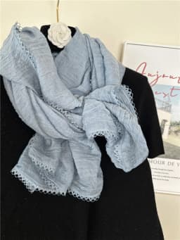 Lace Trim Ladies Scarf Versatile Fashionable Neck Warmer Silk Scarf Shawl Shoulder Wrap Decorative Accessory for Autumn Winter