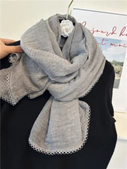 Lace Trim Ladies Scarf Versatile Fashionable Neck Warmer Silk Scarf Shawl Shoulder Wrap Decorative Accessory for Autumn Winter