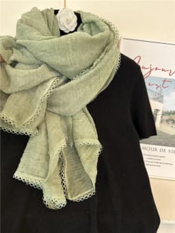 Lace Trim Ladies Scarf Versatile Fashionable Neck Warmer Silk Scarf Shawl Shoulder Wrap Decorative Accessory for Autumn Winter