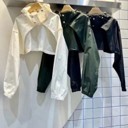 New Autumn 2025 Pure Color Short High Waist Stand Collar Hooded Sun Protection Outerwear Top Youth Casual Polyester Fiber