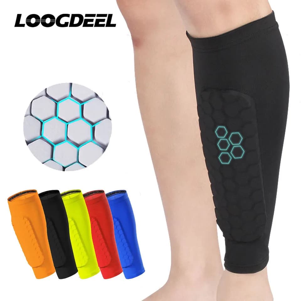 Loogdeel 1PCS Football Shin Guard Socks Sleeves with Foam,Calf Compression Sleeve Honeycomb Pads,Sports Legging&Soccer Equipment