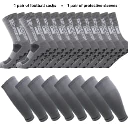 1 pair of football socks+1 pair of protective sleeves Football Socks for Men and Women Anti-Slip Grip Comfortable
