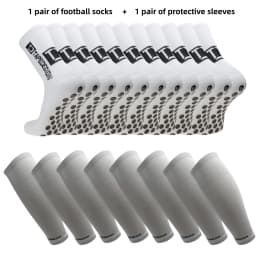 1 pair of football socks+1 pair of protective sleeves Football Socks for Men and Women Anti-Slip Grip Comfortable