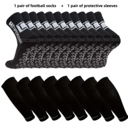 1 pair of football socks+1 pair of protective sleeves Football Socks for Men and Women Anti-Slip Grip Comfortable