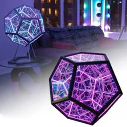 E2 Infinity Dodecahedron Gaming Light 3D Cube Light Desk Cool RGBW Led Table Lamp for Bedroom Gaming Room Decor Led Night Lights