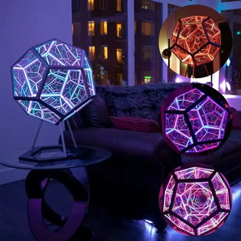 E2 Infinity Dodecahedron Gaming Light 3D Cube Light Desk Cool RGBW Led Table Lamp for Bedroom Gaming Room Decor Led Night Lights