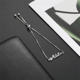 Custom Name Bracelets Hebrew Customized Personalized Name Stainless Steel Jewelry Box Chain Valentine's Day Gifts for Couple