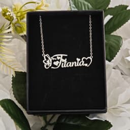 Customized Butterfly Heart Letter Necklace Stainless Steel Name Pendant Gift Box Packaging Birthday Daily Gift For Ladies
