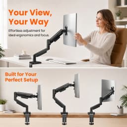 Dual Monitor Stand up to 33 Inches Screen, Load-Bearing Max 22 lbs Each Arm, Adjustable Dual Monitor Mount, Sturdy Steel VESA Monitor Mount with Stable VESA 75x75 100x100mm