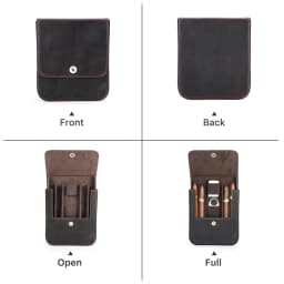 CONTACT'S FAMILY Genuine Leather Cigar Humidor Box Travel Cigar Case for 4 Cigars Lighter Cutter Storage Smoking Accessories