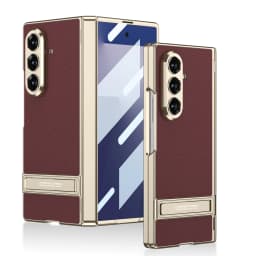 Magnetic Hinge Leather Holder Case For Samsung Galaxy Z Fold 7 Front Screen Glass Plating Frame Cover For Galaxy Z Fold7 Case