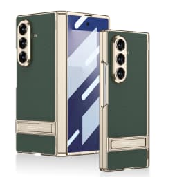 Magnetic Hinge Leather Holder Case For Samsung Galaxy Z Fold 7 Front Screen Glass Plating Frame Cover For Galaxy Z Fold7 Case