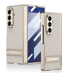 Magnetic Hinge Leather Holder Case For Samsung Galaxy Z Fold 7 Front Screen Glass Plating Frame Cover For Galaxy Z Fold7 Case