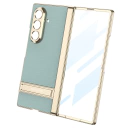 Magnetic Hinge Leather Holder Case For Samsung Galaxy Z Fold 7 Front Screen Glass Plating Frame Cover For Galaxy Z Fold7 Case