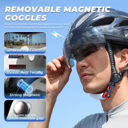 VICTGOAL Bicycle Helmet For Men Taillight Magnetic Goggles UV400 Lens Sun Visor Cycling Helmets MTB Electric Scooter Bike Safety