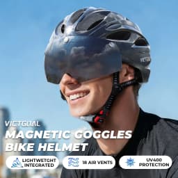 VICTGOAL Bicycle Helmet For Men Taillight Magnetic Goggles UV400 Lens Sun Visor Cycling Helmets MTB Electric Scooter Bike Safety