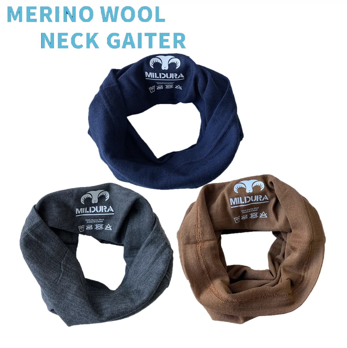 100% Merino Wool Neck Gaiter Light Quick Dry Breathable Face Mask for Ski Hiking Neck Tube Scarf Multifunctional Headwear