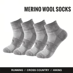 4 Pairs Men Women Merino Wool Socks Low Cut Sock 70% Merino Wool Breathable Comfort Fit Thin for Running Cycling & Skiing Socks