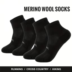 4 Pairs Men Women Merino Wool Socks Low Cut Sock 70% Merino Wool Breathable Comfort Fit Thin for Running Cycling & Skiing Socks