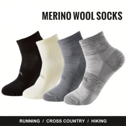 4 Pairs Men Women Merino Wool Socks Low Cut Sock 70% Merino Wool Breathable Comfort Fit Thin for Running Cycling & Skiing Socks