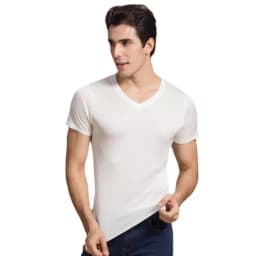 100% Natural Silk Knitted Men's T-shirt Double-faced Pure Silk Men T-shirt Men Silk Tops Men Clothing