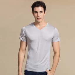 100% Natural Silk Knitted Men's T-shirt Double-faced Pure Silk Men T-shirt Men Silk Tops Men Clothing