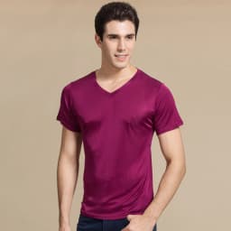 100% Natural Silk Knitted Men's T-shirt Double-faced Pure Silk Men T-shirt Men Silk Tops Men Clothing
