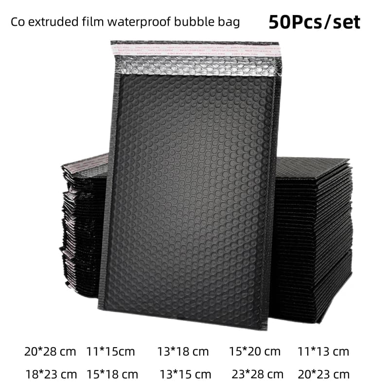 50PCS/Lot Black Foam Envelope Bags Self Seal Bubble Mailers Padded Envelopes Gift Bubble Mailing Bag Shipping Packages Bag