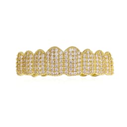 TOPGRILLZ Punk Iced Out Cubic Zircon Teeth Grills 8 Top & 8 Bottom Set Braces Full CZ Stones Dental Grills For Party Gift