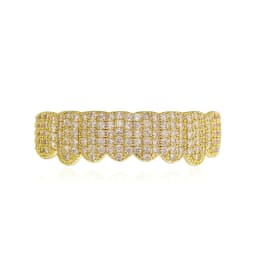 TOPGRILLZ Punk Iced Out Cubic Zircon Teeth Grills 8 Top & 8 Bottom Set Braces Full CZ Stones Dental Grills For Party Gift