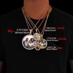 Customized Photo Necklace Men and Women Hip Hop Personalized Picture Pendant 45MM Medium Circle Charm Iced Out Free Custom Logo