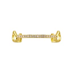 TOPGRILLZ Hip Hop Rapper Accessories Bar Grillz Set Gold Plated Copper Iced Out Top&Bottom Tooth Grills For Men&Women