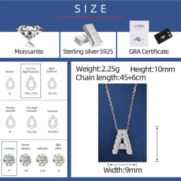 Simple 925 Silver Moissanite 26 Letter Pendant Necklace Fashion Women A-Z Initials Choker Clavicle Chain Jewelry Christmas Gifts