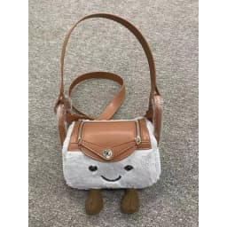 New Autumn/Winter 2025 Cute Cartoon Plush Spliced Pu Leather Pillow Bag Sweet Girl's Versatile Crossbody Bag for Commuting