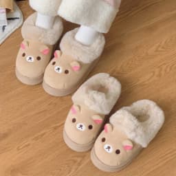 New Cute Rilakkuma Winter Wear Non Slip Warm Shoes Home Cute Bear Couple Slippers Anime Surrounding Girls Christmas Gift