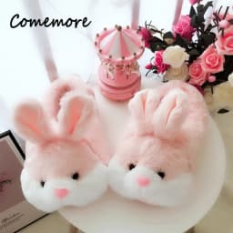 Comemore 2024 Women Cute Animal Slippers Girls Rabbit Home Shoes Plus Size 44 Non Slip Flat Autumn Winter Warm Slipper Plush Men