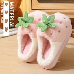 New Adorable Fruit Slippers for Winter Woman Warm Fluffy Slide Shoes Home Cloud Slipper Women Lovely Strawberry Shoe Room Scuff