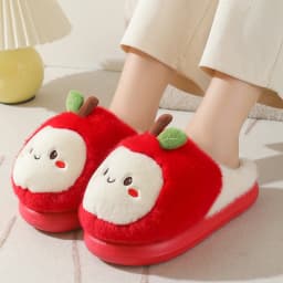 New Adorable Fruit Slippers for Winter Woman Warm Fluffy Slide Shoes Home Cloud Slipper Women Lovely Strawberry Shoe Room Scuff