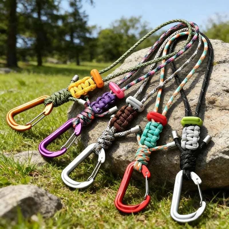 Quick-Release Paracord Water Bottle Hang Buckle Carabiner Portable EDC Clip Multifunctional Hook for Outdoor Hiking Backpack
