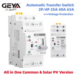 GEYA G2R ATS Automatic Transfer Switch 220V 230V Din Rail Dual Power Electrical Selector Switches Uninterrupted Power 63A 110V