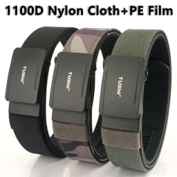 TUSHI New Hard Tactical Belt for Men Metal Automatic Buckle IPSC Gun Belt Nylon Military Belt Outdoor EDC Sports Girdle Male