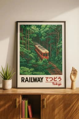 Retro Japanese Landscape Canvas Printing Asian Art Railway Wall Art Poster Modern Living Room Bedroom Bathroom Home Decor