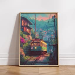 Retro Japanese Landscape Canvas Printing Asian Art Railway Wall Art Poster Modern Living Room Bedroom Bathroom Home Decor