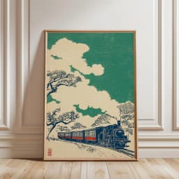 Retro Japanese Landscape Canvas Printing Asian Art Railway Wall Art Poster Modern Living Room Bedroom Bathroom Home Decor