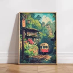 Retro Japanese Landscape Canvas Printing Asian Art Railway Wall Art Poster Modern Living Room Bedroom Bathroom Home Decor