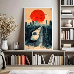 Retro Japanese Landscape Canvas Printing Asian Art Railway Wall Art Poster Modern Living Room Bedroom Bathroom Home Decor