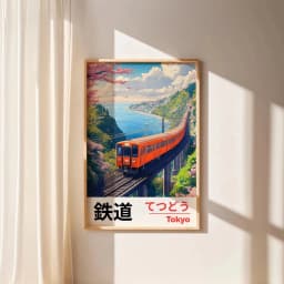 Retro Japanese Landscape Canvas Printing Asian Art Railway Wall Art Poster Modern Living Room Bedroom Bathroom Home Decor