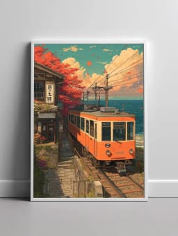 Retro Japanese Landscape Canvas Printing Asian Art Railway Wall Art Poster Modern Living Room Bedroom Bathroom Home Decor